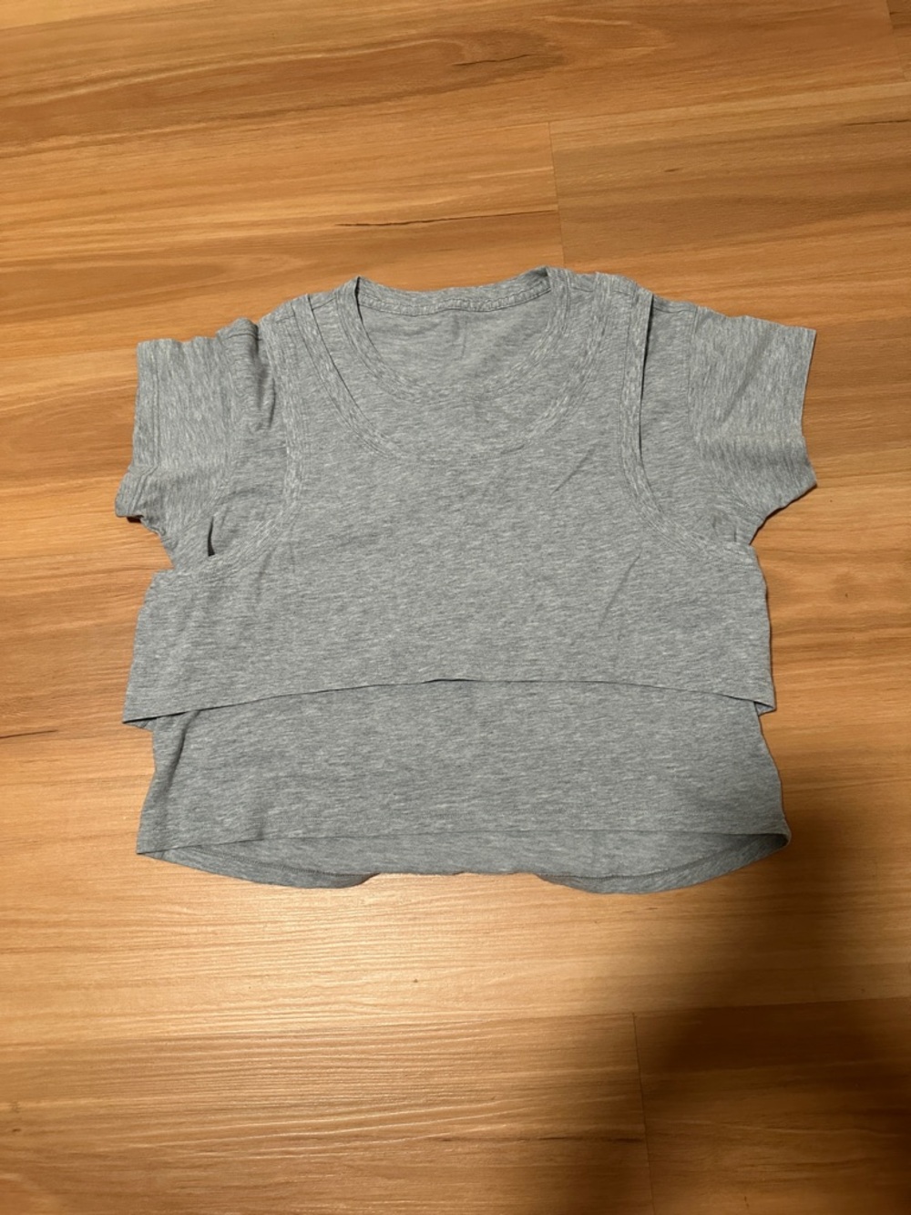 Women's Gray Short-Sleeve Layered Tee